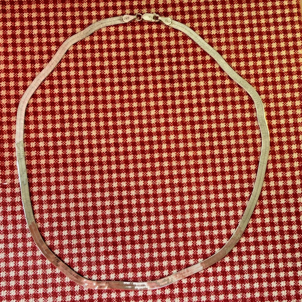 Silver Herringbone Chain Necklace